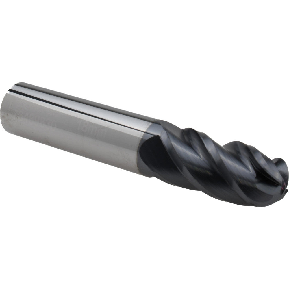 Accupro 76489830 Ball End Mill 0.7087" Dia, 1.4961" LOC, 4 Flute, Solid Carbide