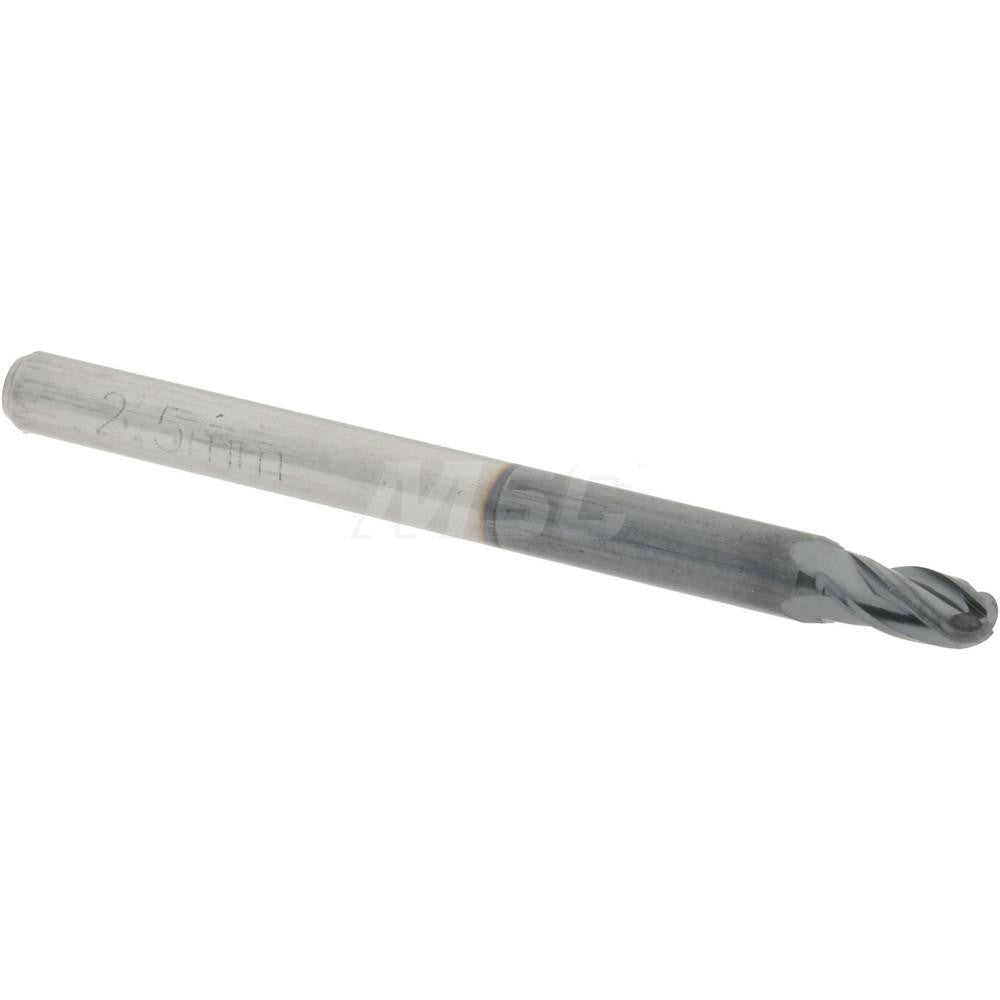 Accupro 76489897 Ball End Mill 0.0984" Dia, 0.1969" LOC, 4 Flute, Solid Carbide