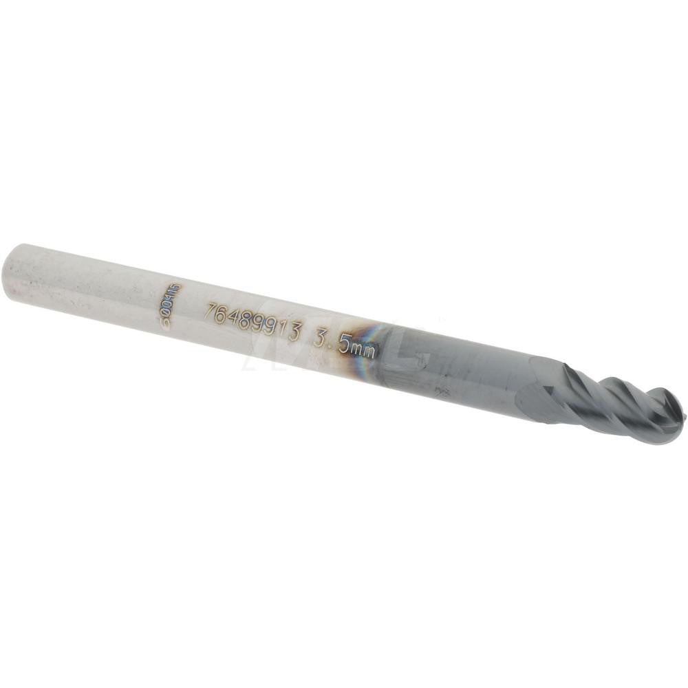 Accupro 76489913 Ball End Mill 0.1378" Dia, 0.2756" LOC, 4 Flute, Solid Carbide