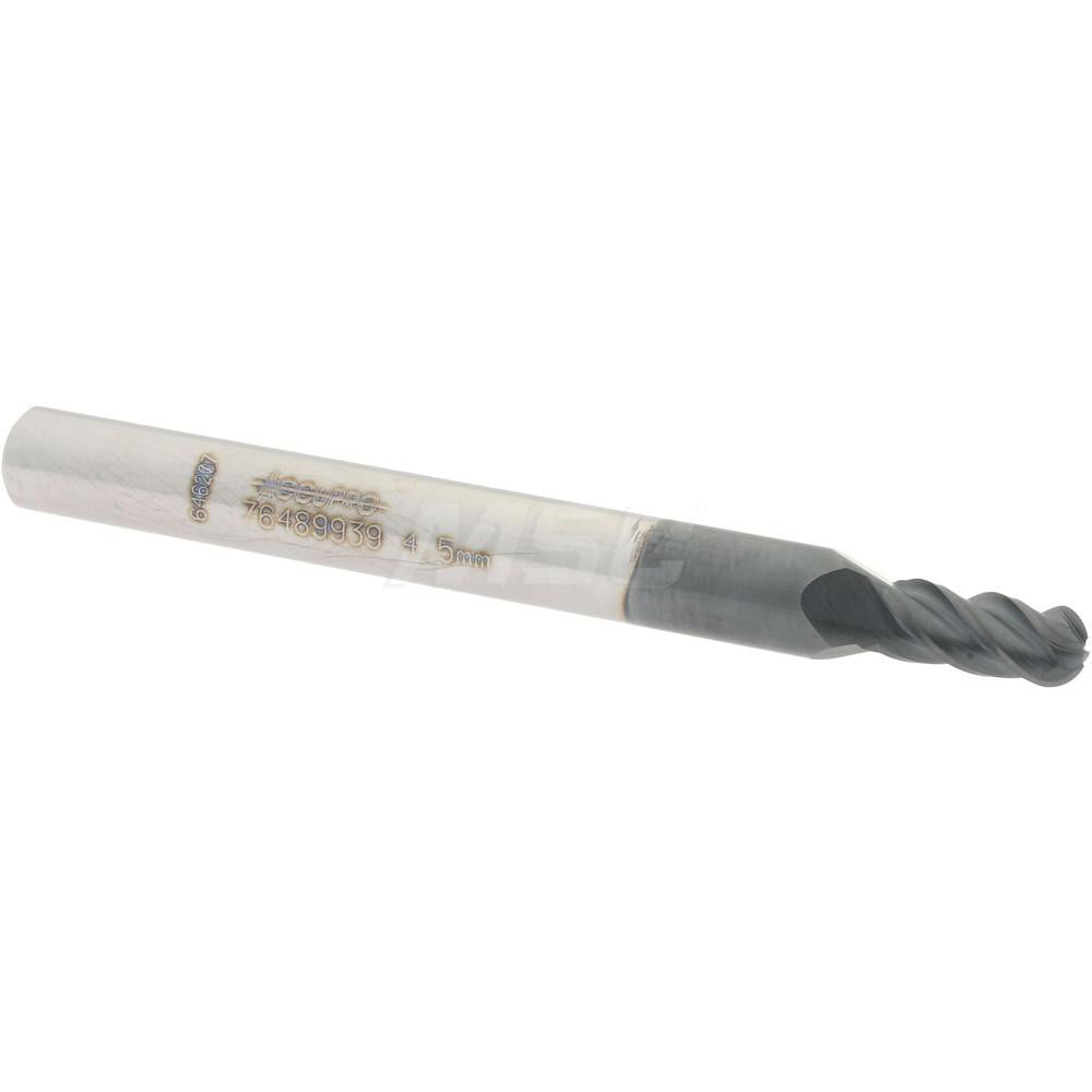 Accupro 76489939 Ball End Mill 0.1772" Dia, 0.374" LOC, 4 Flute, Solid Carbide