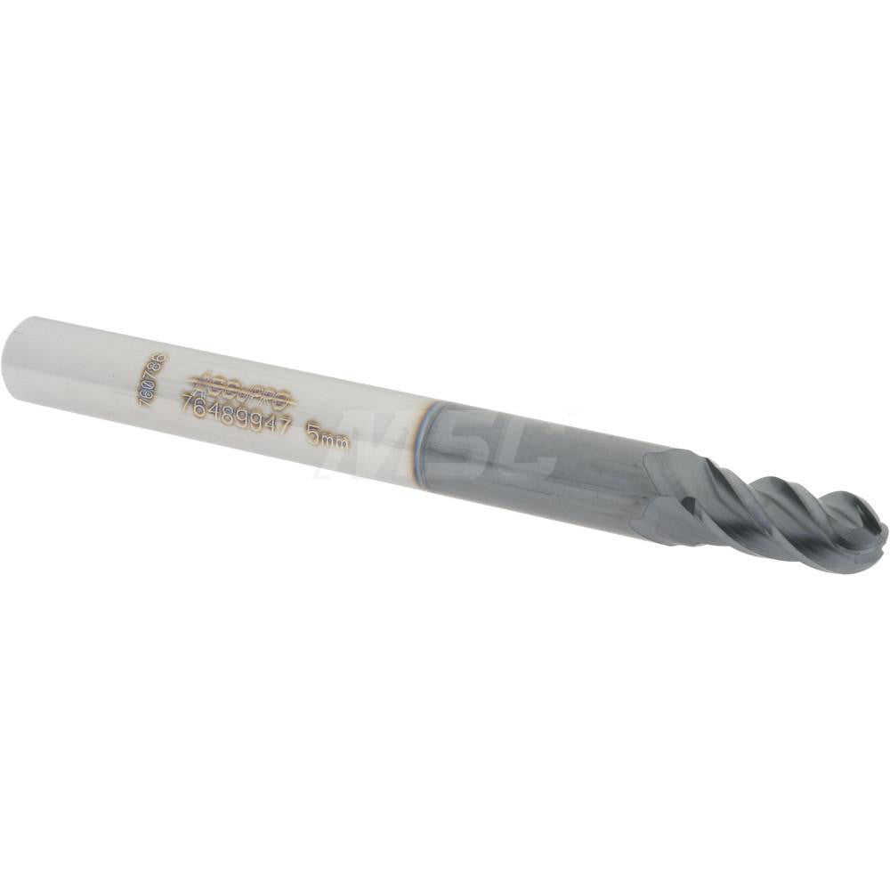 Accupro 76489947 Ball End Mill 0.1969" Dia, 0.3937" LOC, 4 Flute, Solid Carbide