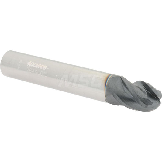 Accupro 76490010 Ball End Mill 0.4724" Dia, 0.6299" LOC, 4 Flute, Solid Carbide