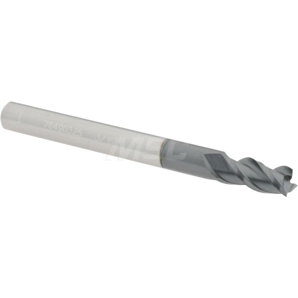 Accupro 76490325 Square End Mill 3/16'' Dia, 3/8'' LOC, 3/16'' Shank Dia, 2'' OAL, 3 Flutes, Solid Carbide