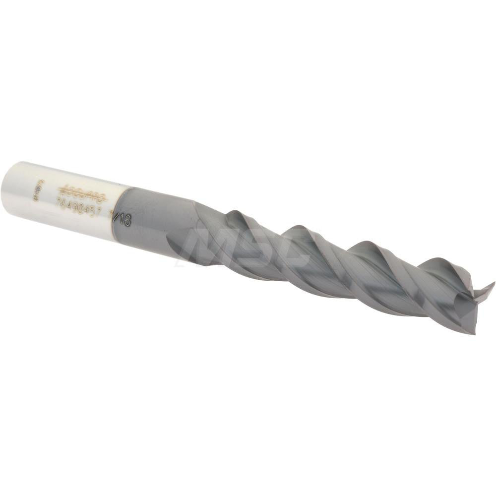 Accupro 76490457 Square End Mill 7/16'' Dia, 2'' LOC, 7/16'' Shank Dia, 4'' OAL, 3 Flutes, Solid Carbide