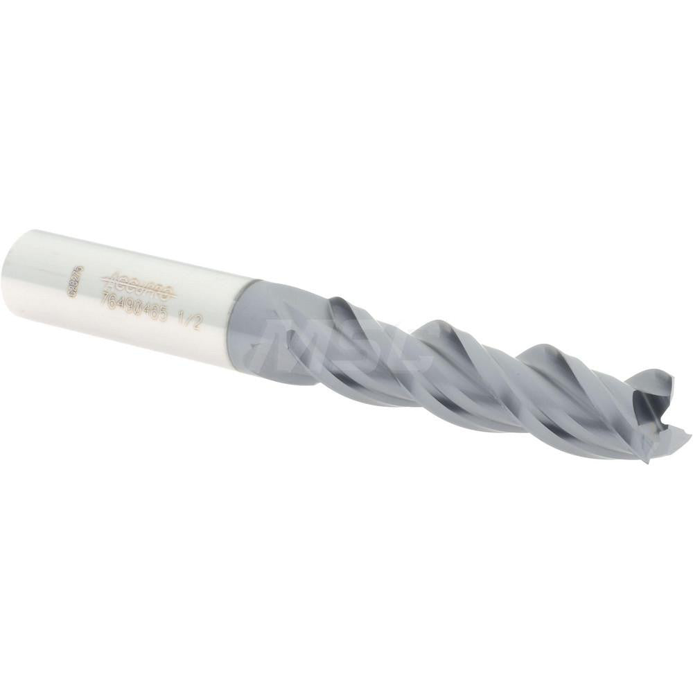 Accupro 76490465 Square End Mill 1/2'' Dia, 2'' LOC, 1/2'' Shank Dia, 4'' OAL, 3 Flutes, Solid Carbide