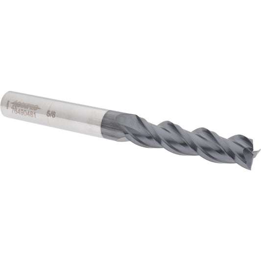 Accupro 76490481 Square End Mill 5/8'' Dia, 2-1/2'' LOC, 5/8'' Shank Dia, 6'' OAL, 3 Flutes, Solid Carbide