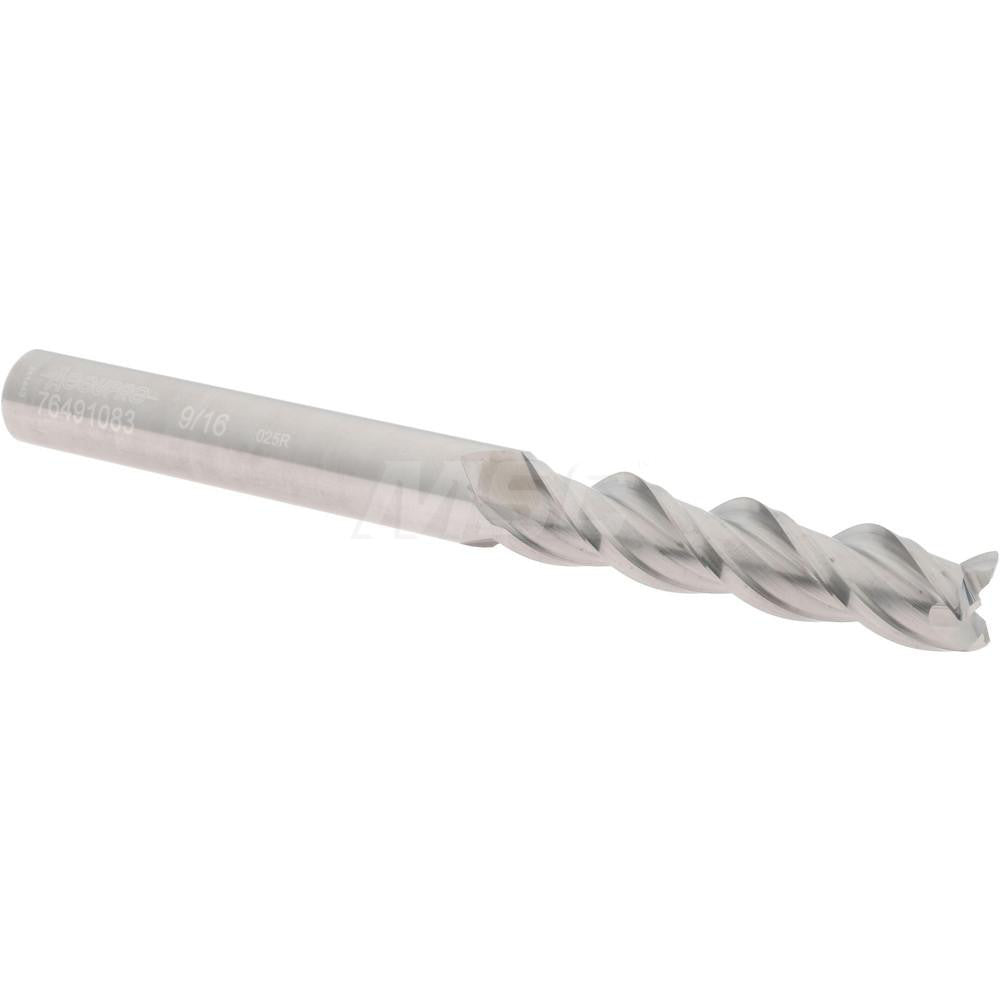 Accupro 76491083 Corner Radius End Mill 9/16" Dia, 2-1/2" LOC, 0.025" Radius, 3 Flutes, Solid Carbide