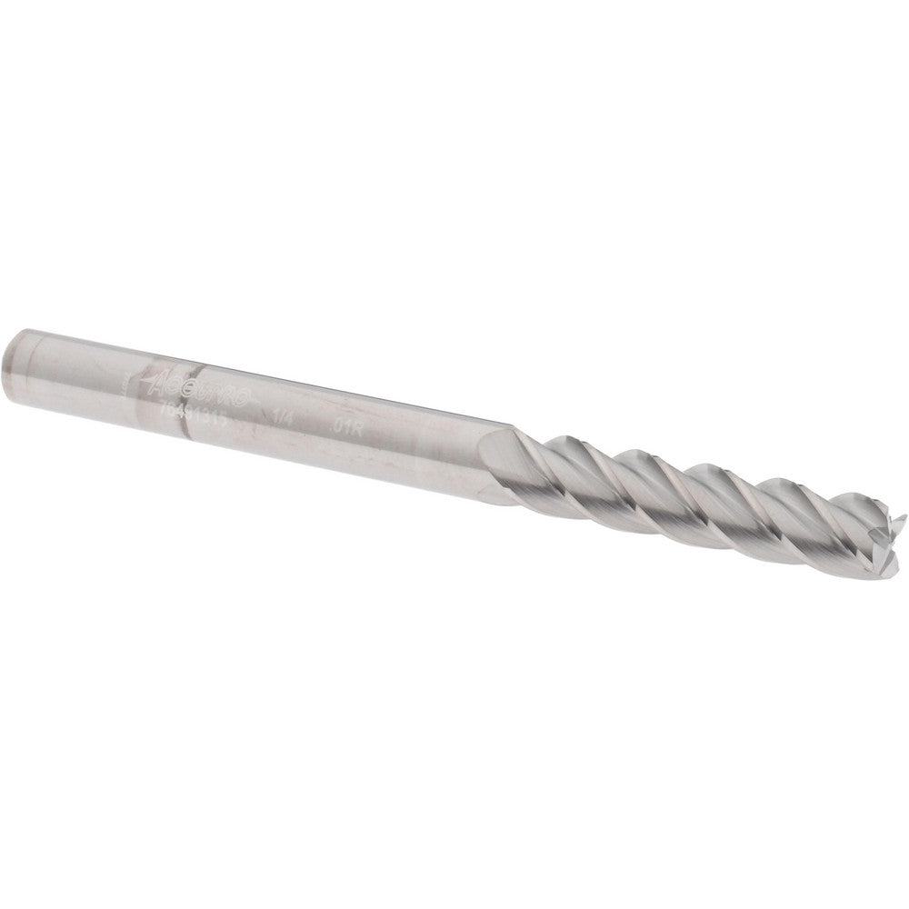 Accupro 76491315 Corner Radius End Mill 1/4" Dia, 1-1/8" LOC, 0.01" Radius, 4 Flutes, Solid Carbide