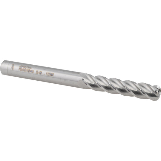 Accupro 76491646 Corner Radius End Mill 3/8" Dia, 1-3/4" LOC, 0.1250" Radius, 4 Flute, Solid Carbide