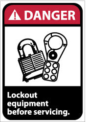 AccuformNMC DGA18AP Accident Prevention Label "Danger - Lock Out Equipment Before Servicing", Rectangle, 5" Wide, 3" High