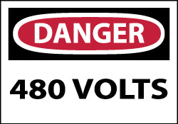 AccuformNMC MSCD101AP Accident Prevention Label "Danger - 480 Volts", Rectangle, 5" Wide, 3" High