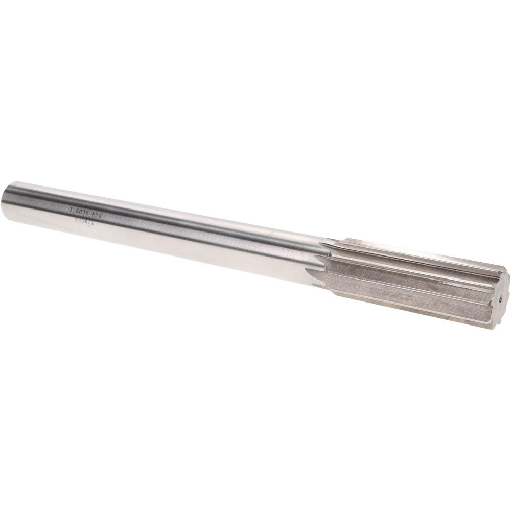 Value Collection SM0410030 Chucking Reamer 1.0030" Dia, 10-1/2" OAL, 2-3/4" Flute Length, Straight Flute, Straight-Cylindrical Shank, HSS