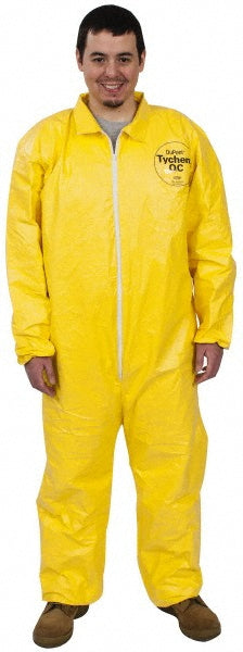 Dupont QC125SYLLG001200 Disposable Coveralls Splash & Chemical Protection, Size Large, 2.5000 oz, Tychem 2000, Stormflaps Closure