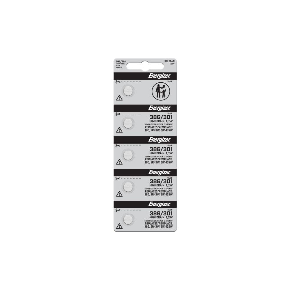 Energizer 386-301TZ Button & Coin Cell Battery Size 386 & 301, Silver Oxide