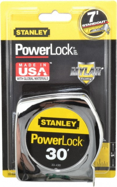 Stanley 33-430 Tape Measure 30' Long, 1" Width, Yellow Blade