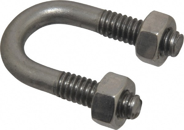 Chicago Hardware & Fixture 50405-8 Round U-Bolt Without Mount Plate, 1/4-20 UNC, 3/4" Thread Length, for 1/4" Pipe, 0.56" Inside Width, Stainless Steel