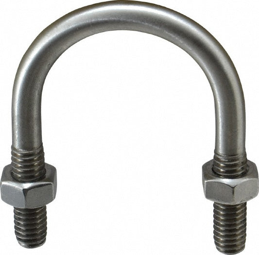 Chicago Hardware & Fixture 50450-8 Round U-Bolt Without Mount Plate, 5/16-18 UNC, 1" Thread Length, for 1" Pipe, 1-1/2" Inside Width, Stainless Steel