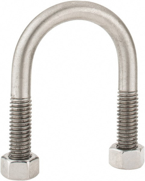 Chicago Hardware & Fixture 50480-5 Round U-Bolt Without Mount Plate, 3/8-16 UNC, 1-1/4" Thread Length, for 1" Pipe, 1-1/2" Inside Width, Stainless Steel