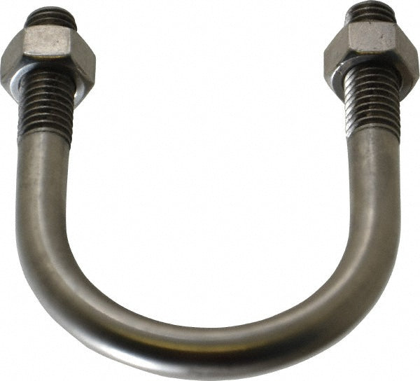 Chicago Hardware & Fixture 50483-6 Round U-Bolt Without Mount Plate, 3/8-16 UNC, 1-1/8" Thread Length, for 1-1/4" Pipe, 1-3/4" Inside Width, Stainless Steel