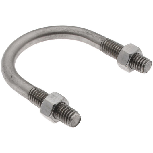 Chicago Hardware & Fixture 50486-7 Round U-Bolt Without Mount Plate, 3/8-16 UNC, 1-1/4" Thread Length, for 1-1/2" Pipe, 2" Inside Width, Stainless Steel