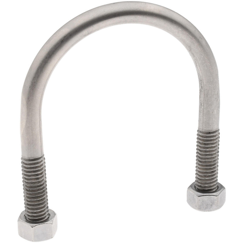 Chicago Hardware & Fixture 50489-8 Round U-Bolt Without Mount Plate, 3/8-16 UNC, 1-1/4" Thread Length, for 2" Pipe, 2-1/2" Inside Width, Stainless Steel