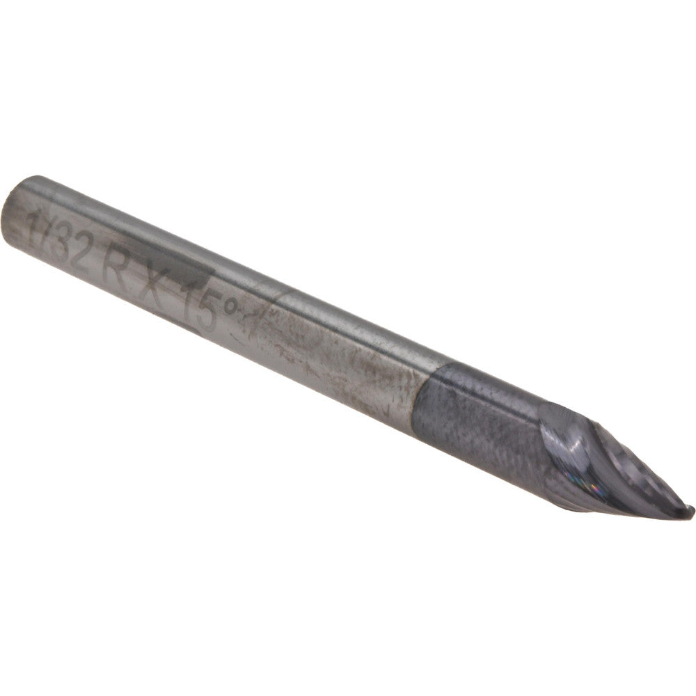 Harvey Tool 75102-C3 Tapered End Mill 15 deg Angle per Side, 0.0620" Small Dia, 0.2610" LOC, 2 Flute, Solid Carbide, Ball End