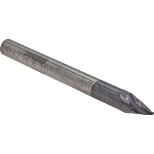 Harvey Tool 75102-C3 Tapered End Mill 15 deg Angle per Side, 0.0620" Small Dia, 0.2610" LOC, 2 Flute, Solid Carbide, Ball End