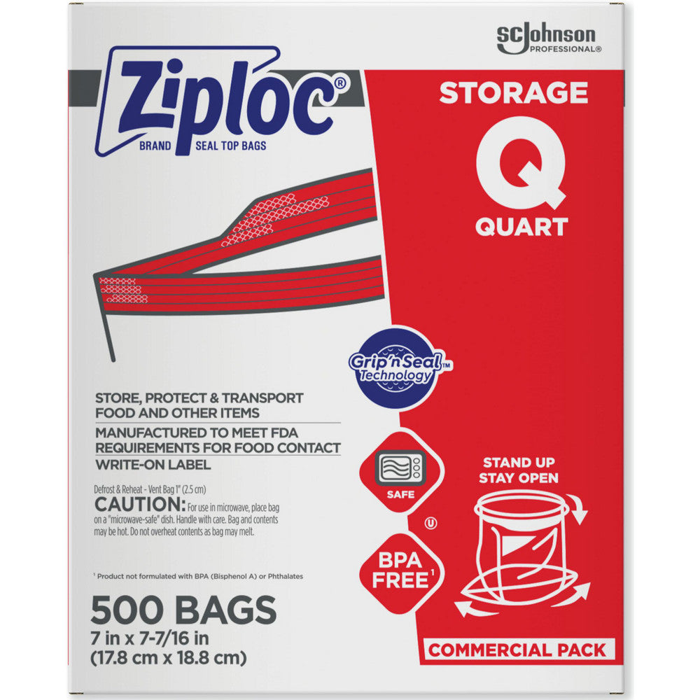 Ziploc 364899 Ziploc Storage Bags, Quart, 500/box