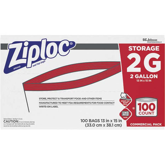 Ziploc 682253 Ziploc Storage Bags, 2 Gallon, 100/box