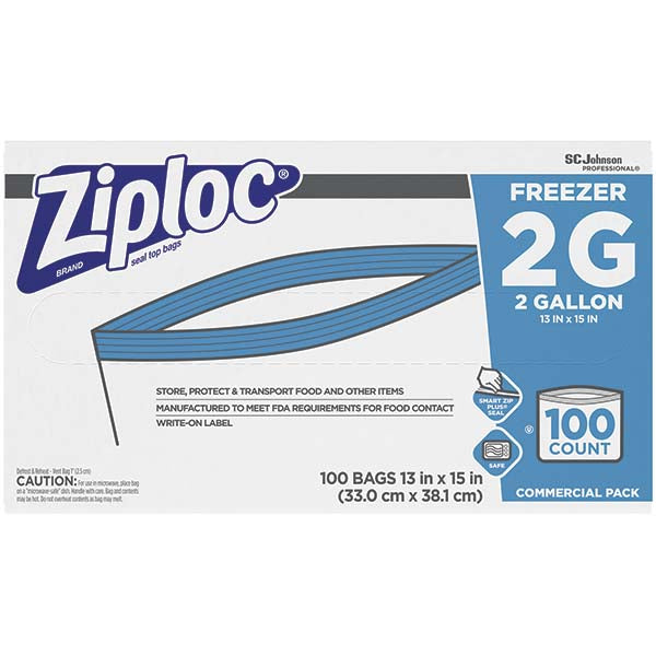 Ziploc 682254 Ziploc Freezer Bags, 2 Gallon, 100/box
