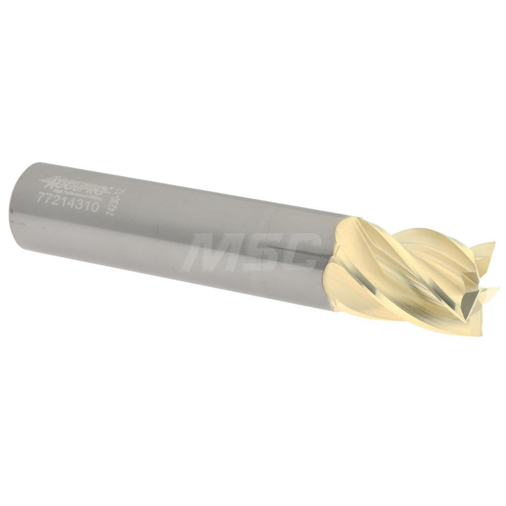 Accupro 316102 Square End Mill 3/4'' Dia, 1'' LOC, 3/4'' Shank Dia, 4'' OAL, 5 Flutes, Solid Carbide