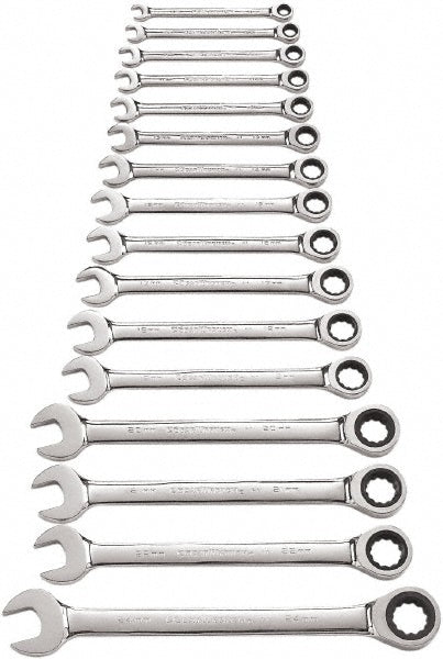 GEARWRENCH 9416 Combination Wrench Set 16 Pc, 10 mm 11 mm 12 mm 13 mm 14 mm 15 mm 16 mm 17 mm 18 mm 19 mm 20 mm 21 mm 22 mm 24 mm 8 mm & 9 mm Wrench, Metric
