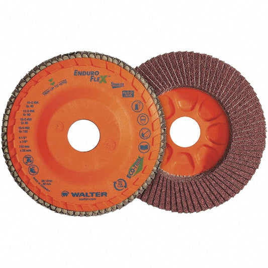 WALTER Surface Technologies 15Q456 Flap Disc 7/8" Hole, 60 Grit, Zirconia Alumina