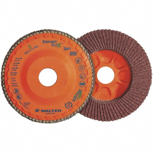 WALTER Surface Technologies 15Q462 Flap Disc 7/8" Hole, 120 Grit, Zirconia Alumina, Type 27