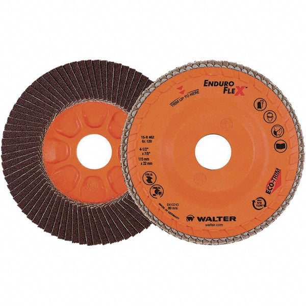 WALTER Surface Technologies 15R462 Flap Disc 7/8" Hole, 120 Grit, Zirconia Alumina, Type 27