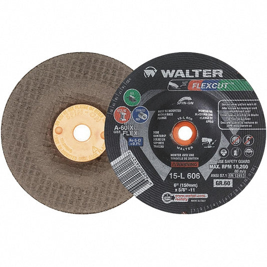 WALTER Surface Technologies 15L706 Depressed Grinding Wheel  Type 29,  7" Dia,  7/8" Hole,  Aluminum Oxide