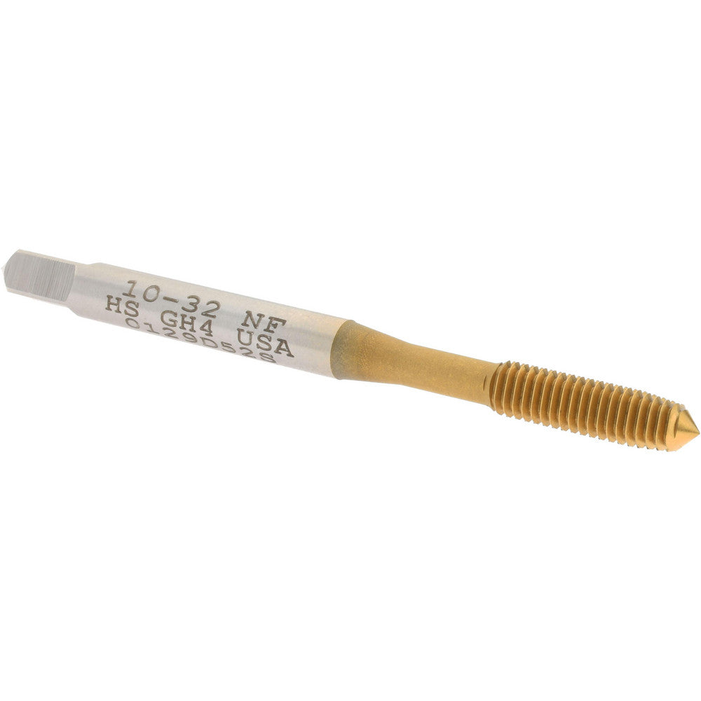 Hertel K010354AS25 Thread Forming Tap #10-32 UNF, Plug Chamfer, High-Speed Steel, Titanium Nitride Finish