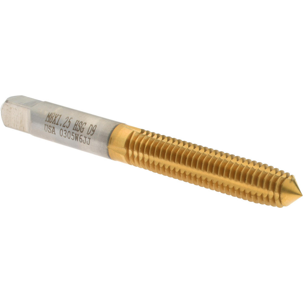Hertel K010458AS25 Thread Forming Tap M8x1.25 Metric, Plug Chamfer, High-Speed Steel, Titanium Nitride Finish
