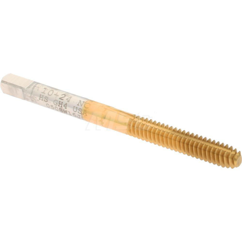 Hertel K010349AS25 Thread Forming Tap #10-24 UNC, Bottoming Chamfer, High-Speed Steel, Titanium Nitride Finish