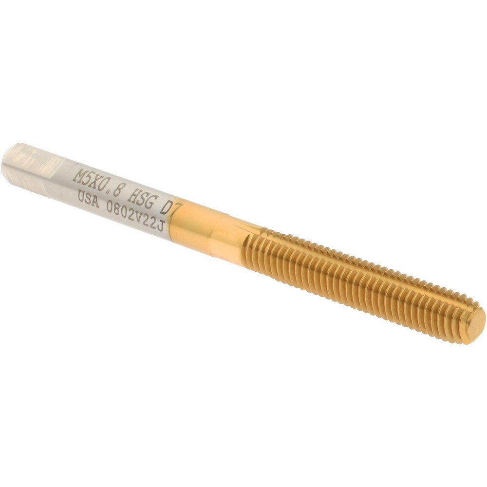 Hertel K010455AS25 Thread Forming Tap M5x0.8 Metric, Bottoming Chamfer, High-Speed Steel, Titanium Nitride Finish