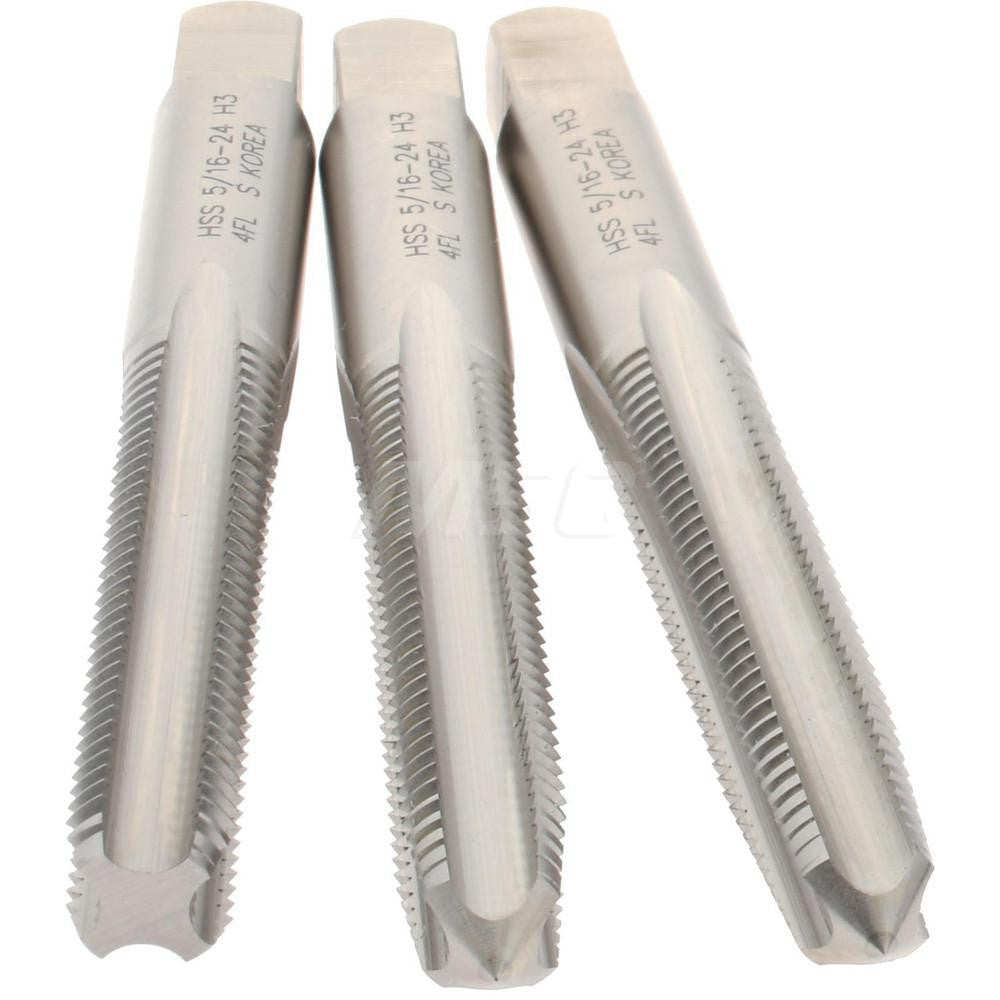 Hertel K008924AS Tap Set 5/16-24 UNF, 4 Flute, High Speed Steel, Bright Finish
