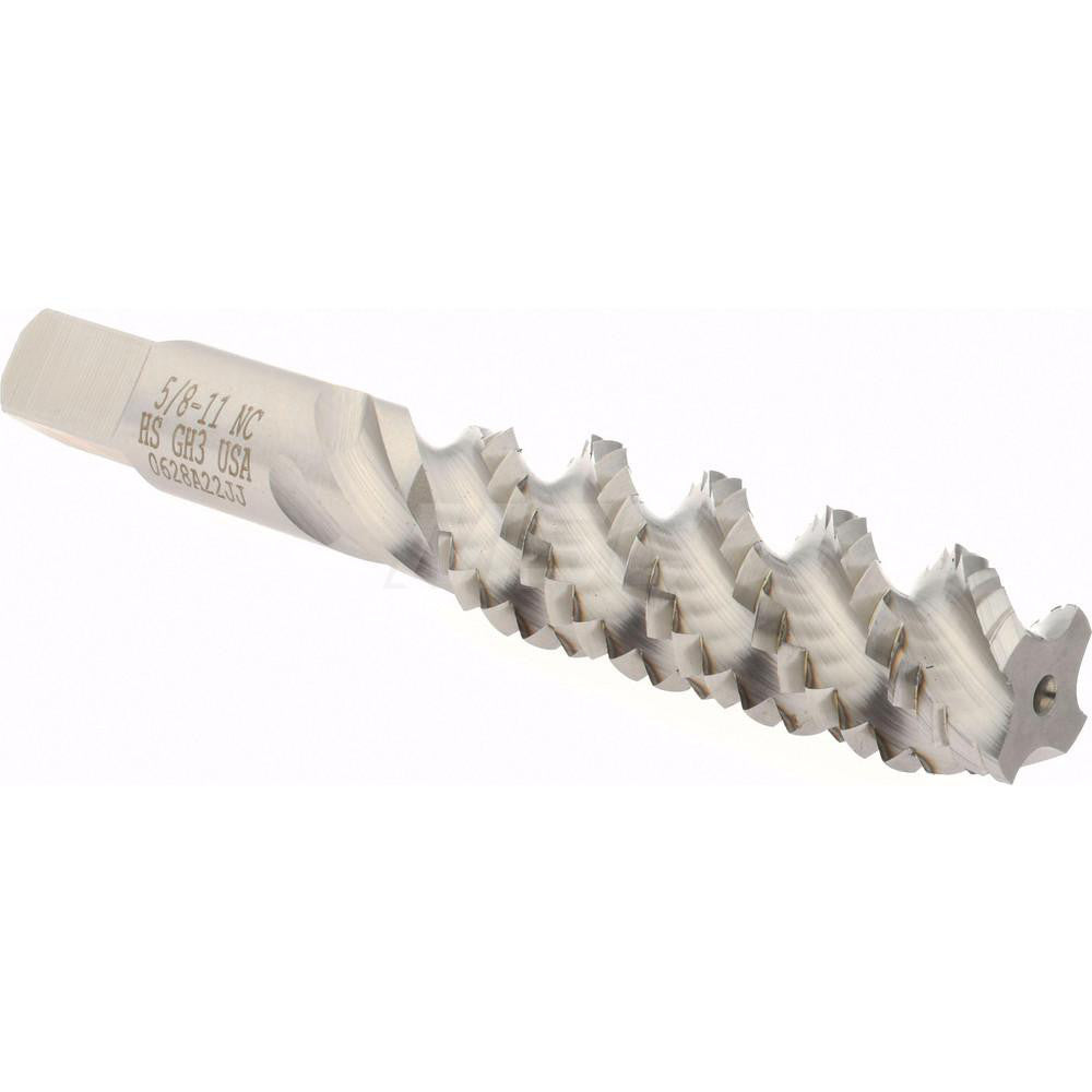 Hertel K008557AS Spiral Flute Tap 5/8-11, UNC, 4 Flute, Plug Chamfer, 3B Class of Fit, High-Speed Steel, Bright/Uncoated Finish