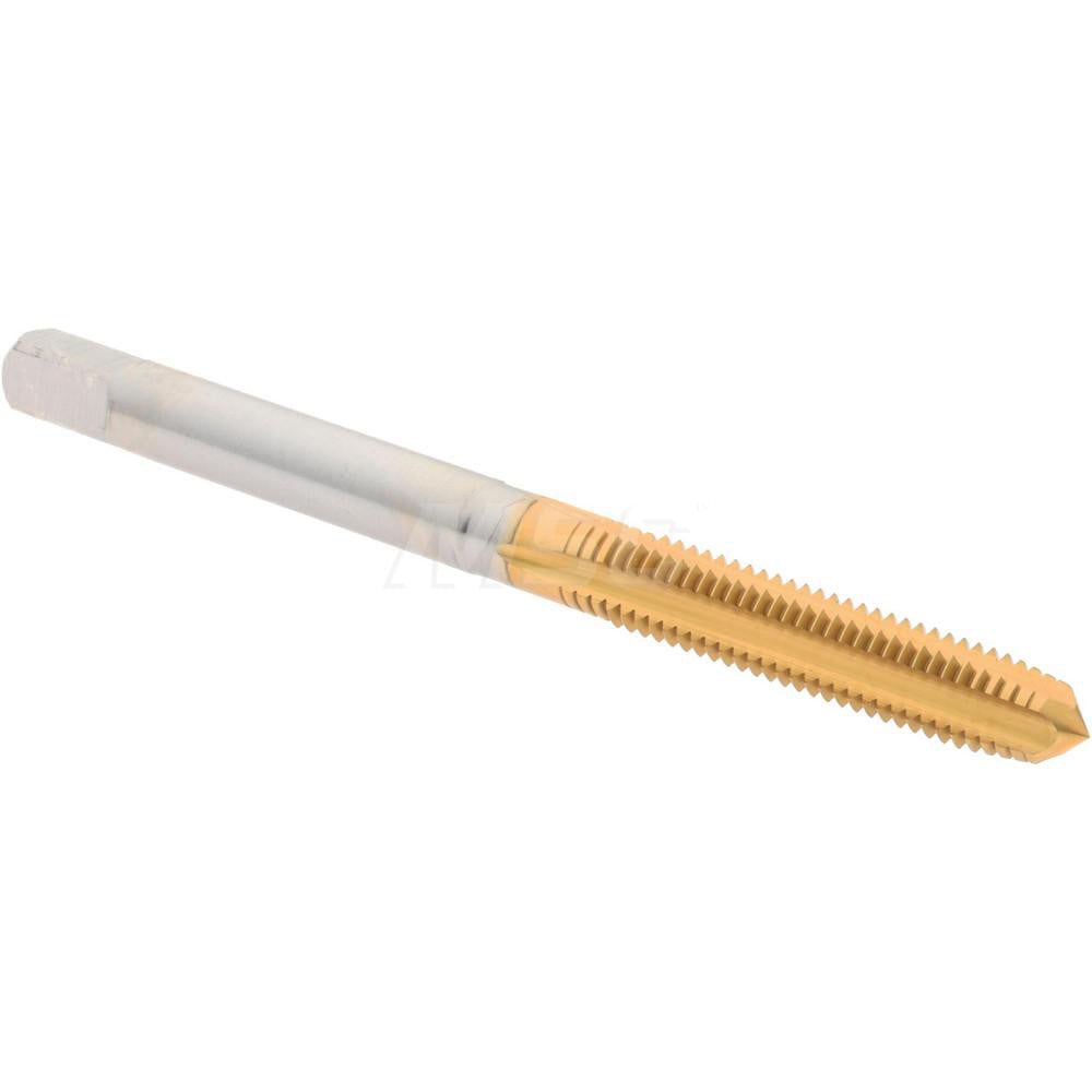 Hertel K027737AS25 Straight Flute Tap M5x0.8 Metric Coarse, 4 Flute, Plug Chamfer, 6H Class of Fit, High-Speed Steel, Titanium Nitride Finish