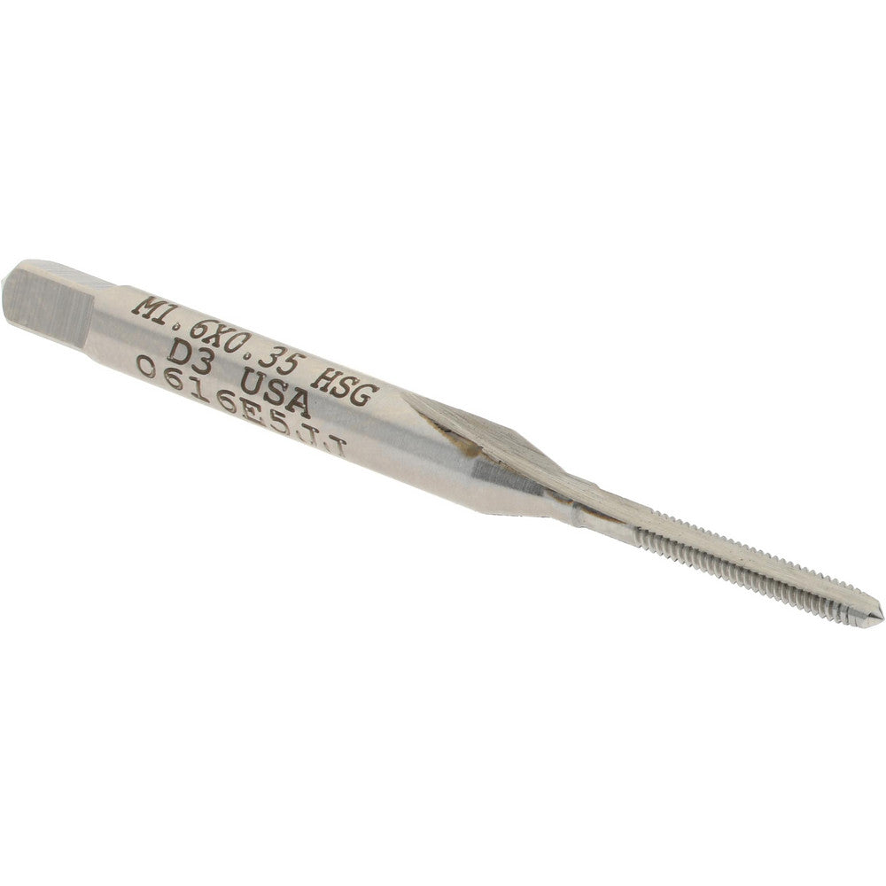 Hertel 027701AS Straight Flute Tap M1.6x0.35 Metric Coarse, 2 Flute, Plug Chamfer, 6H Class of Fit, High-Speed Steel, Bright/Uncoated Finish