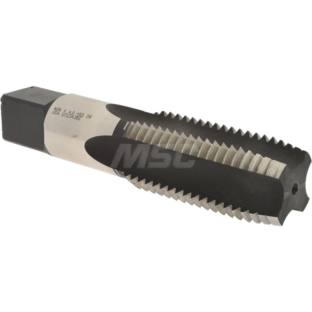Hertel K027833AS Straight Flute Tap M36x4 Metric Coarse, 4 Flute, Plug Chamfer, 6H Class of Fit, High-Speed Steel, Bright/Uncoated Finish