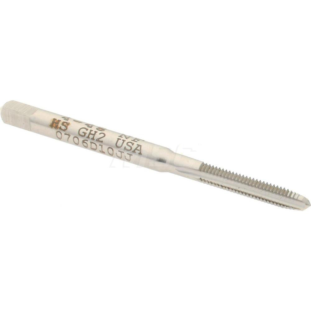Hertel K008101AS Straight Flute Tap #4-48 UNF, 3 Flute, Plug Chamfer, 2B Class of Fit, High-Speed Steel, Bright/Uncoated Finish