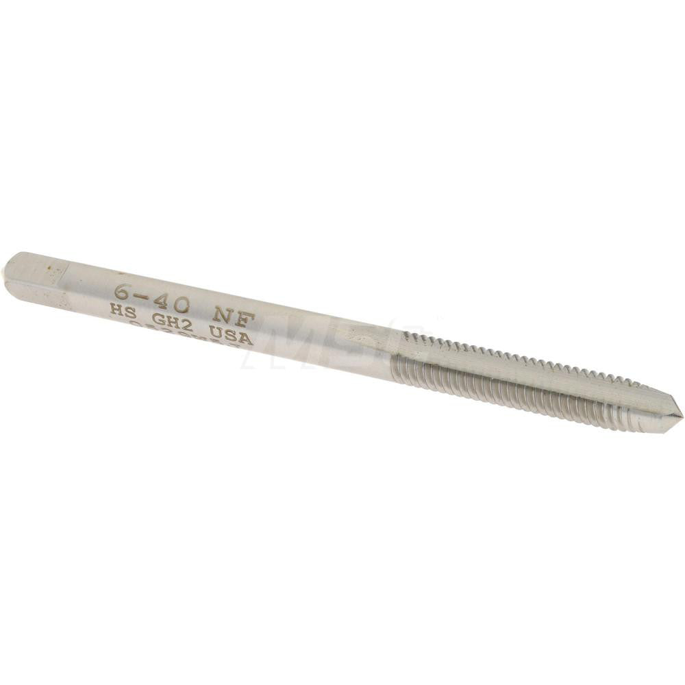 Hertel K008174AS Straight Flute Tap #6-40 UNF, 2 Flute, Plug Chamfer, 2B & 3B Class of Fit, High-Speed Steel, Bright/Uncoated Finish
