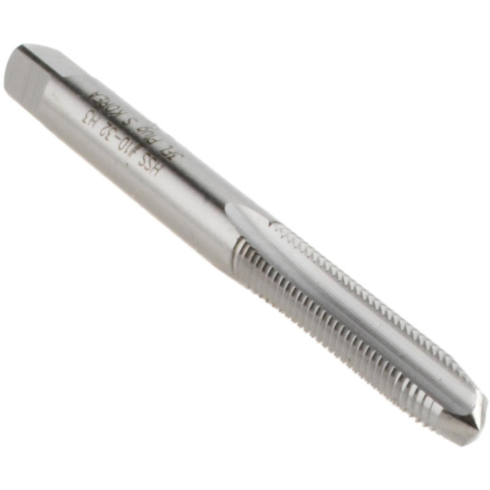 Hertel K008270AS Straight Flute Tap #10-32 UNF, 3 Flute, Plug Chamfer, 2B Class of Fit, High-Speed Steel, Bright/Uncoated Finish