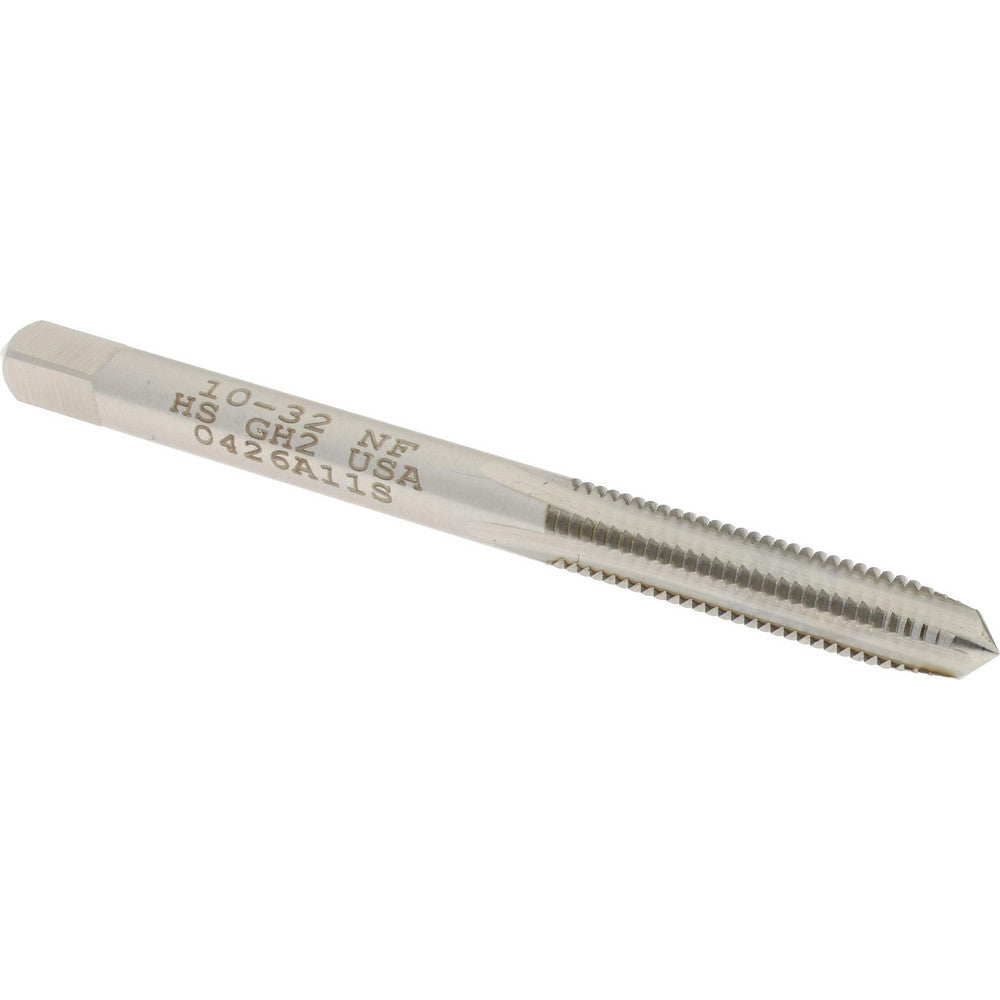 Hertel K008261AS Straight Flute Tap #10-32 UNF, 4 Flute, Plug Chamfer, 3B Class of Fit, High-Speed Steel, Bright/Uncoated Finish