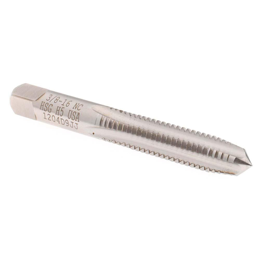 Hertel K008438AS Straight Flute Tap 3/8-16 UNC, 4 Flute, Plug Chamfer, 2B Class of Fit, High-Speed Steel, Bright/Uncoated Finish